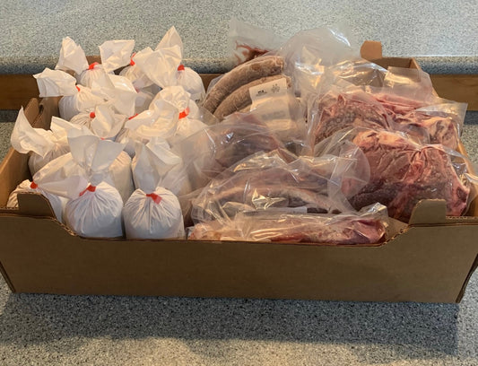 Bulk Beef Box (56lbs ground beef + 55lbs steaks, roasts, ribs, brisket)