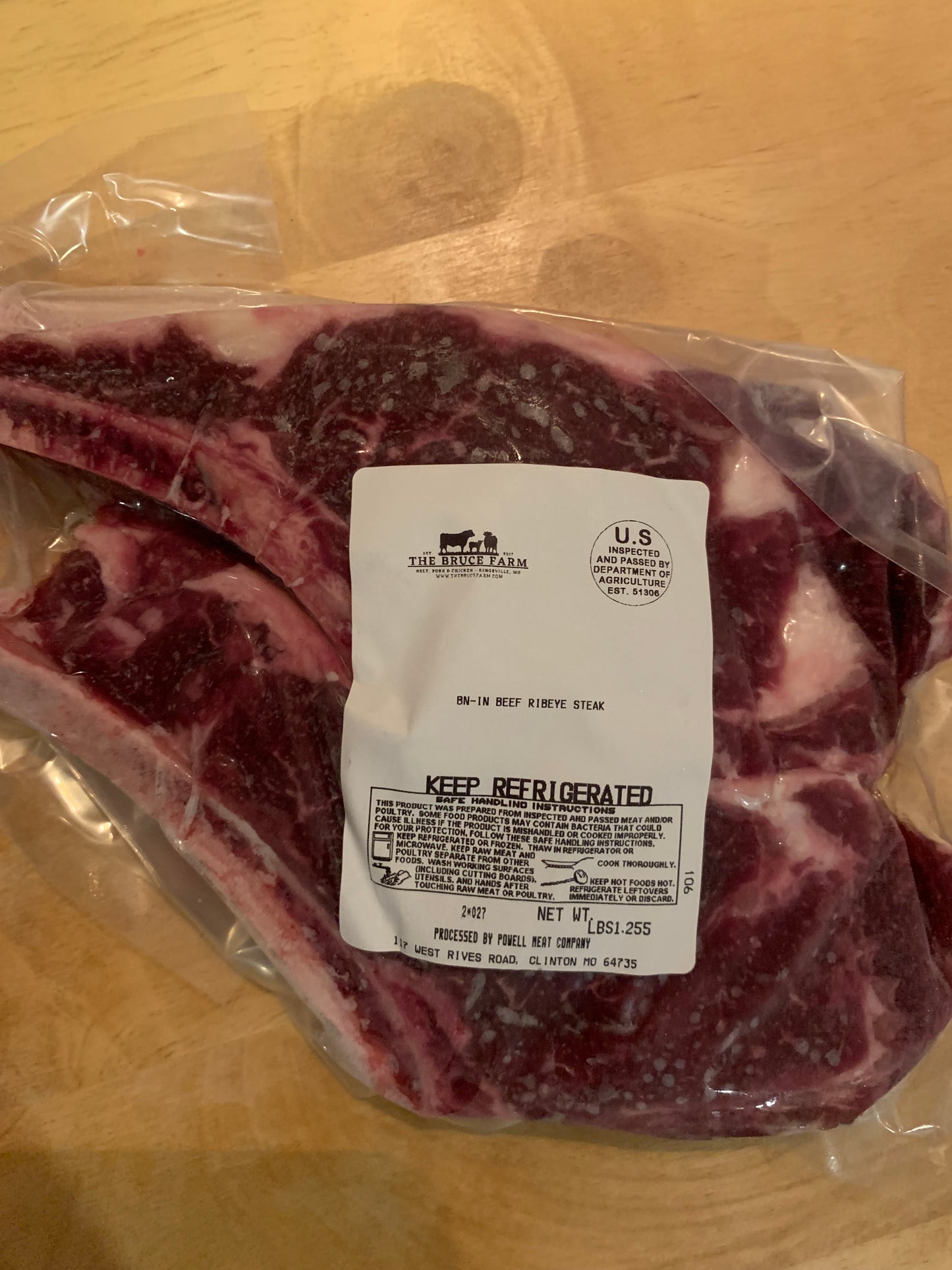 Bone In Beef Ribeye Steak (1 - 23oz steak per package)